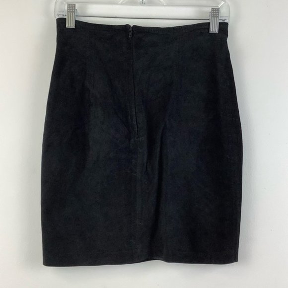 Vintage Vivienne Tam Suede Leather Skirt in Black - Picture 2 of 4